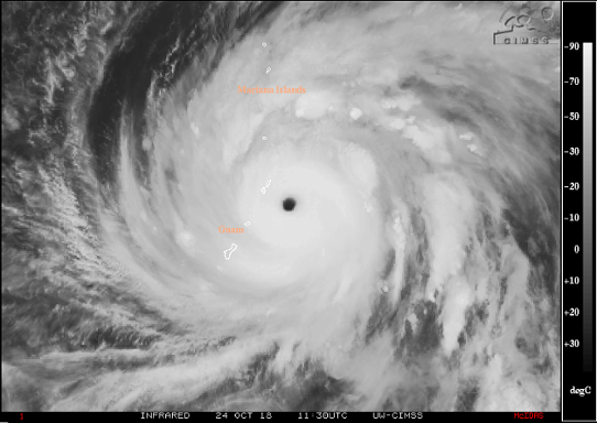 Satellitbilden visar kategori 5-orkanen Yutu.