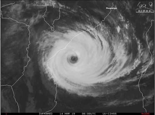 Satellitbild över den tropiska orkanen Idai