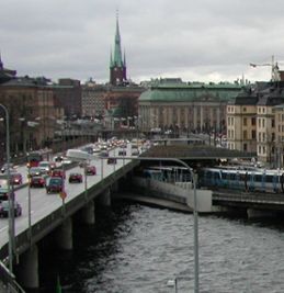 Trafik vid slussen i Stockholm