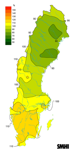 Byvindens avvikelse från det normala (1996-2015) under september 2019.