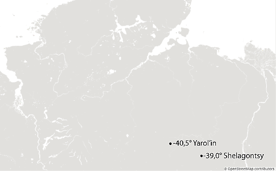 Stationerna Yarol'in och Shelagontsy i Sibirien.
