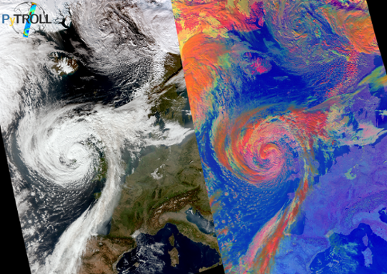 Satellitbild som visar stormen Ophelia