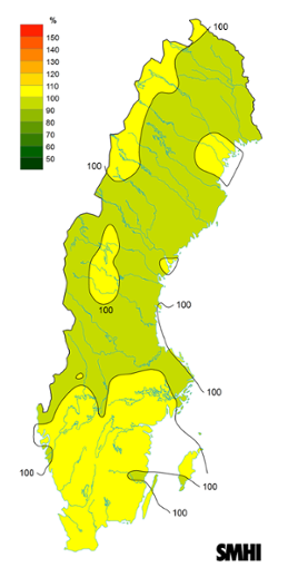 Byvindens avvikelse från det normala (1996-2015) under året 2019.