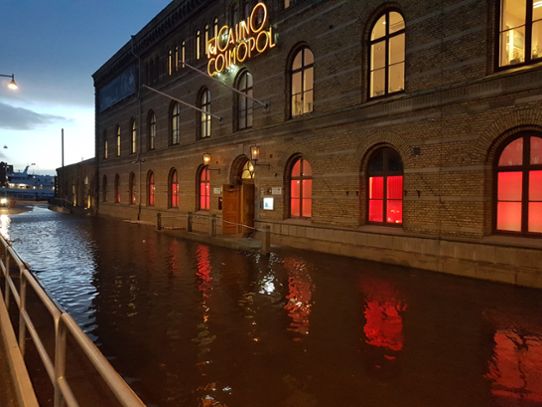 Högt vattenstånd vid Casinot i Göteborg, 10 februari 2020. 
