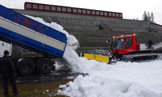 Distribution av lagrad snö på Östersunds Skidstadion