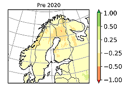 Indikation på nederbördsmängd sommaren 2020