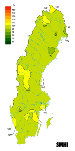 Byvindens avvikelse från det normala (1996-2015) under sommaren 2020.