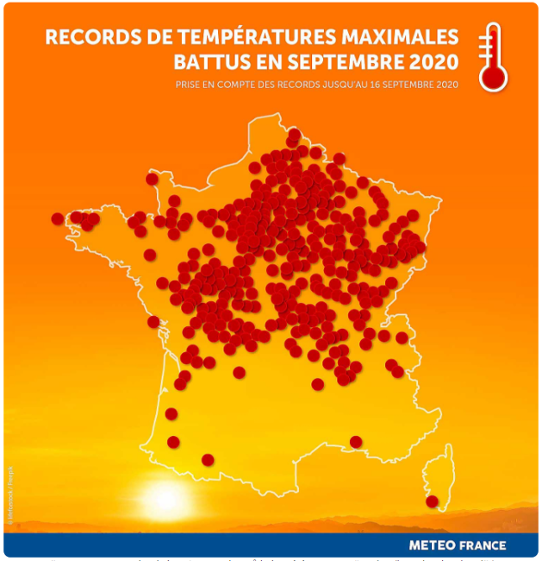 I mitten av månaden slogs många gamla septemberrekord runt om i Frankrike.