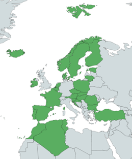 Karta över medlemmar (länder) i Accord-konsortiet