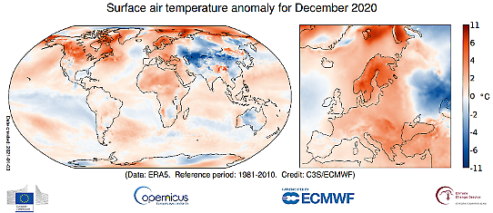December 2020 - Global temperaturanomali