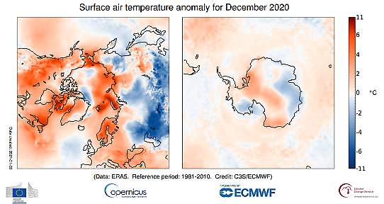 December 2020 - Temperaturanomali i polarområden