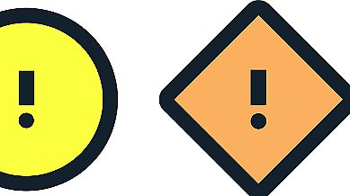 Symbol för gul, orange och röd varningsnivå.
