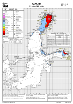  Is och ytvattentemperatur i havet 31 mars 2021.