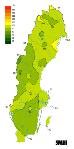 Byvindens avvikelse från det normala (1996-2015) under maj 2021.
