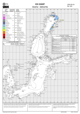  Is och ytvattentemperatur i havet 15 maj 2021.