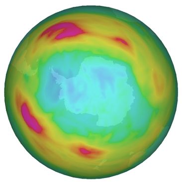 ozonhål över Antarktis 8 augusti 2011