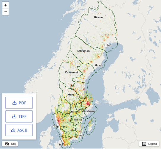 Karta över emissioner i Sverige