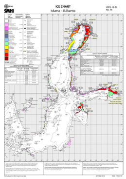 Karta som visar Is och ytvattentemperatur i havet 31 december 2021
