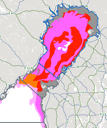 Havsis i Bottenviken 10 januari 2022, kartbild