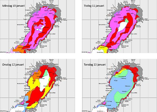 Isläget i Bottenviken, den 10 - 13 januari 2022.