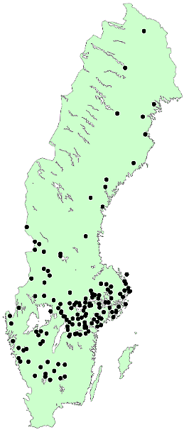 Kartan visar vilka stationer som under mars 1964 inte fick någon mätbar nederbörd.
