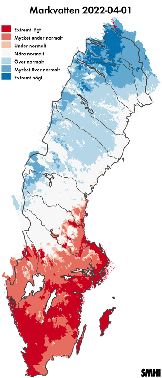 Karta över Sverige blått i norr, rött i söder