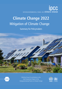 Framsidan på rapporten "Klimat i förändring 2022 - Att begränsa klimtförändringen"