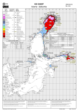 Karta som visar Is och ytvattentemperatur i havet 31 mars 2022