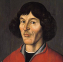 Ett målat porträtt av Kopernikus.