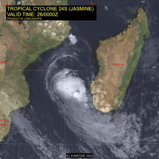 Den tropiska cyklonen Jasmine den 26 april 2022.