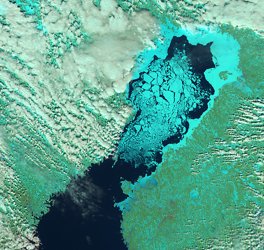 Optisk bild visar isläget 12 april 2022.