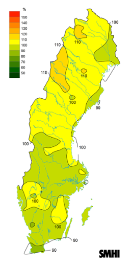 Byvindens avvikelse från det normala (1996-2015) under sommaren 2022.