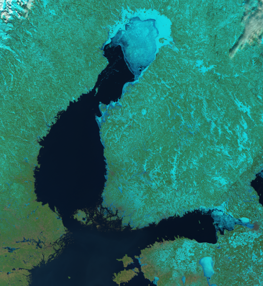NOAA optisk bild is Bottenviken 21 mars 2022