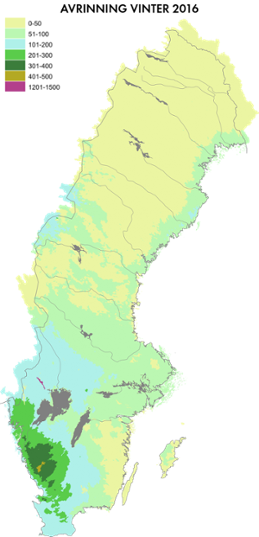 Karta avrinning vinter 2016