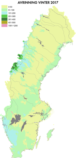 Karta avrinning vinter 2017