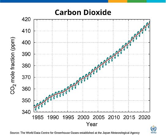 Koldioxid - diagram ur Greenhouse Gas Bulletin