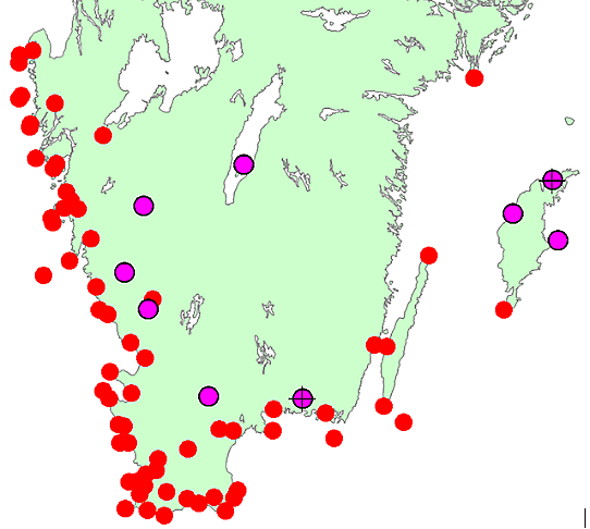 Kartan visar de stationer där den meteorologiska sommaren varat ända in i november. 