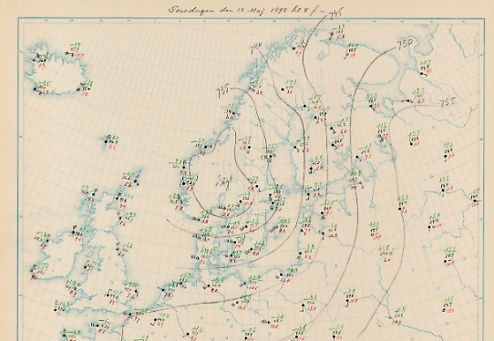 Väderkarta gällande klockan 08 den 12 maj 1898.