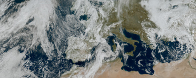 Satellitbild över norra Afrika och Europa