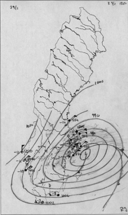 Väderläget på kvällen den 29 januari 1850