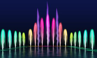 Vattenfontäner i olika färger