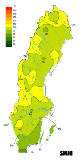 Byvindens avvikelse från det normala (1996-2015) under september 2023.