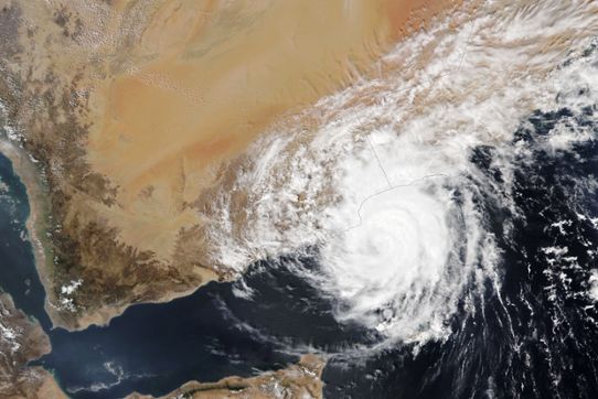 Den tropiska orkanen Tej utanför Arabiska halvön den 23 oktober 2023.