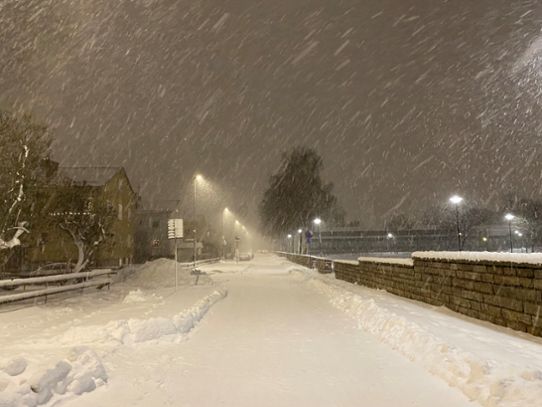 Snöfall i Karlstad på julaftonskvällen 2023