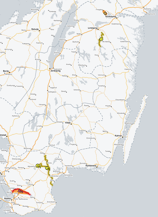 Varningar för höga flöden och översvämningar i karta över södra Sverige 