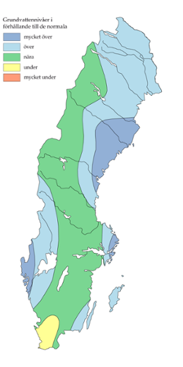 Grundvattennivån 15 maj 2012 enligt SGU.