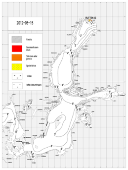 Karta över ytvattentemperatur i havet 15 maj 2012