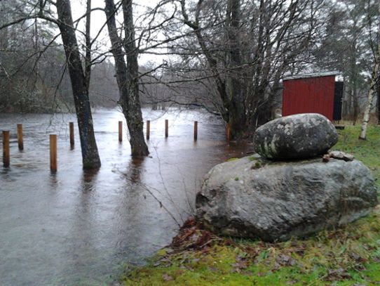 Översvämningar vid SMHIs mätstation Hillared i Ätran