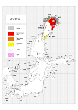 Karta över ytvattentemperatur i havet 30 april 2013