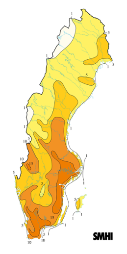 Karta över högsommardagar sommaren 2013 